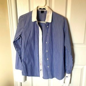 PINK TARTAN size 6 blue and white dress shirt